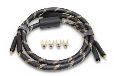 SKW Audiophiles Lautsprecherkabel 1,5 m Bananenstecker vergoldet Nylon HiFi