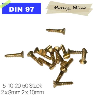 Holzschrauben Messing DIN 97 2 x 8mm 2 x 10mm Senkkopf 2,0x8mm 2,0x10mm 5-50 Stück