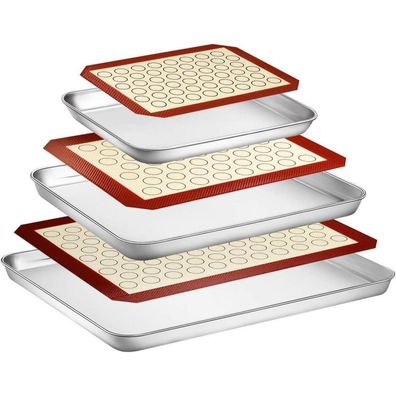 Wildone Backblech Set 6er mit Silikonmatte