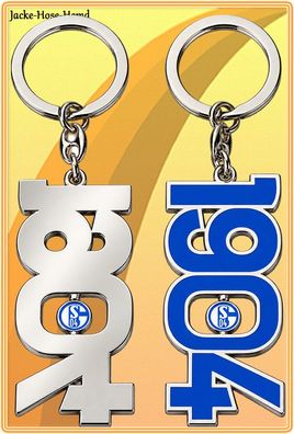 FC Schalke 04 Schlüsselanhänger 1904 Wappen Logo Blau Gr. 12,5x3 cm NEU