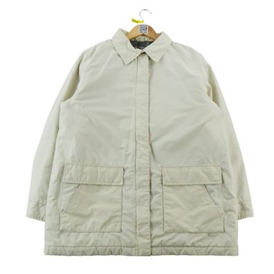 Eddie Bauer Herrenparka Gerader Schnitt Y2K Beige Größe L #QWE1444