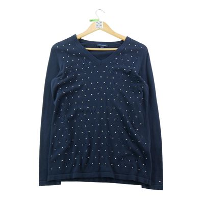 Tommy Hilfiger Damenpullover V-Ausschnitt mit Nieten Größe M #QWE0795