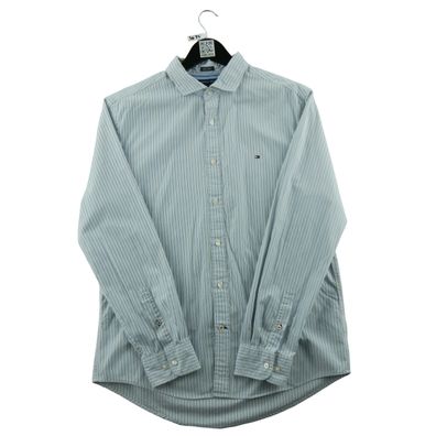 Tommy Hilfiger Herren klassisches Hemd mit Streifen Größe L #QWE3695