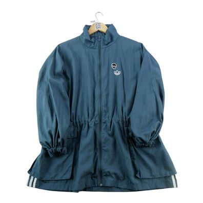 Adidas Damen Windjacke Long Windbreaker Blau Größe M #QWE7327