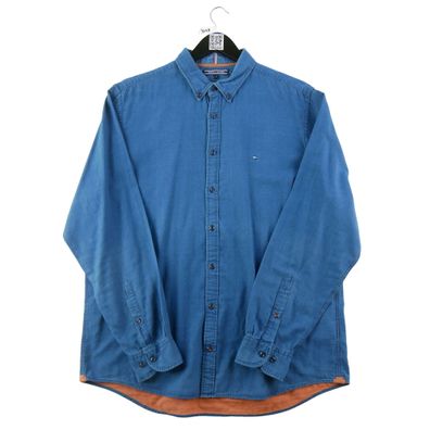 Tommy Hilfiger Herren Freizeithemd einfarbig Indigoblau Größe XL #QWE3649