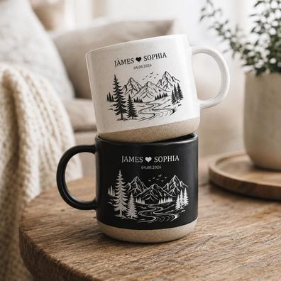 Personalized Couple Tasse Berge mit Namen & Datum Hochzeitsgeschenk für Brautpaar