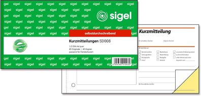 SIGEL SD008 Kurzmitteilungsblock 1/3 A4 selbstdurchschreibend
