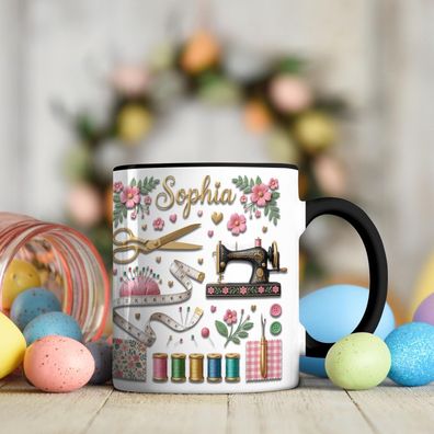 Personalized Sewing Tasse mit Namen Nähmaschine Schneiderin Weihnachtsgeschenk