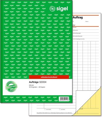 Sigel SD004 Auftragsbuch A4 2x40 Blatt selbstdurchschreibend