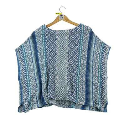 Lauren Ralph Lauren Damen Leinen Blauer Poncho Pullover Größe S #QWE1888