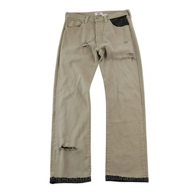 Levi Strauss Damen Upcycled Levi's 501 Beige Jeans Größe W33/L30 #QWE7007