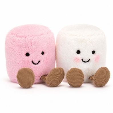 Jellycat Amuseables Pink und White Marshmallows Pluesch-Duo Rosa Weiss 15cm