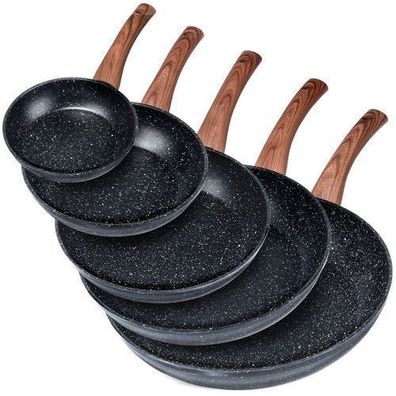 Set aus Granit-Bratpfannen BLACK&WOOD 16 / 20 / 24 / 28 / 32 cm 5 Stück