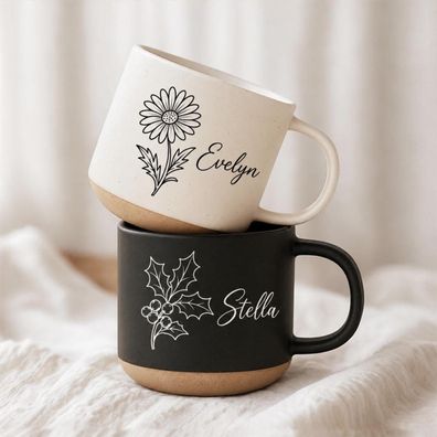 Geburtsblume Tasse Personalisiert mit Namen Geburtstagsgeschenk für Frauen Mama