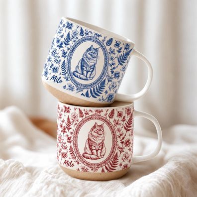 Toile De Jouy Haustier Porträt Tasse Personalisiert mit Foto Geschenk Katzenmama