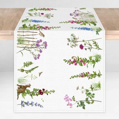 Tischläufer Stockrosen, Grätz Verlag, Läufer, Rosen, Blumen 46708 100 % Baumwolle