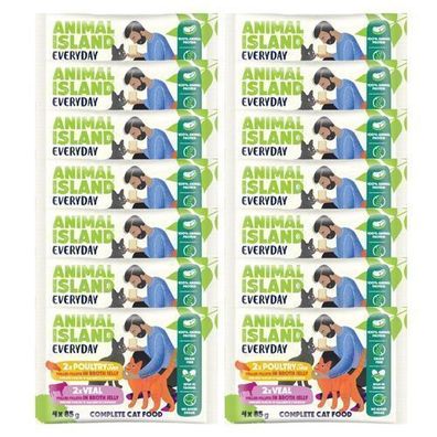 Animal Island NEUES JELLY Everyday Geflügel mit Leber, Kalbfleisch 56 x 85 g