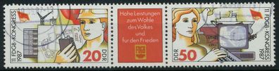 DDR Zusammendruck Nr WZd708 gestempelt 3ER STR X0B5176