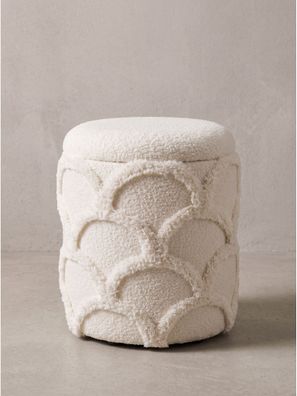 Sitzhocker Teddystoff mit Wellenmuster Boho - RHONE Kadima