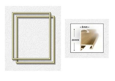 Zwei goldfarbene Aluminium Bilderrahmen 24 x 30 cm