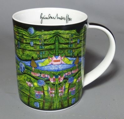 ars mundi Gruener Janura Hundertwasser MagicMug "Grass for those you cry" Kunst Tasse