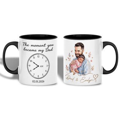 The Moment You Became My Dad Tasse mit Namen Datum Uhrzeit Vatertagsgeschenk Papa