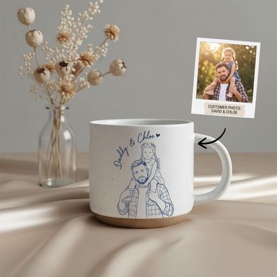 Custom Photo Dad Tasse Foto Porträt mit Namen Steinzeug Vatertagsgeschenk Papa