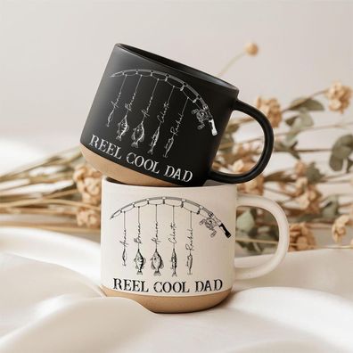 Reel Cool Dad Fishing Becher mit Kindernamen, Vatertagsgeschenk für Opa & Angler