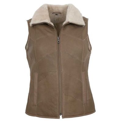 MADDOX - Damen Lammfellweste Lederweste Lammfell beige