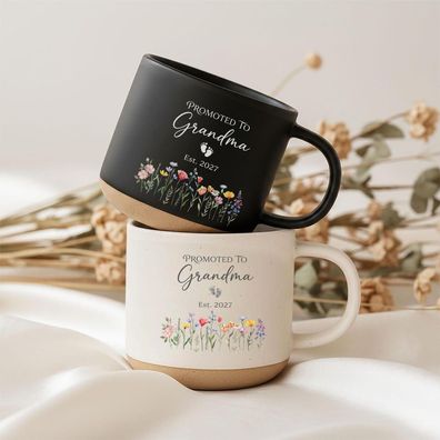 Promoted To Grandma Tasse Wildblumen Werdende Oma Schwangerschaft Verkünden Geburt