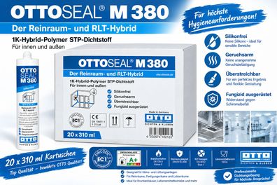 20x Ottoseal M380 310 ml Reinraum Dichtmasse Klima Lüftung überstreichbar