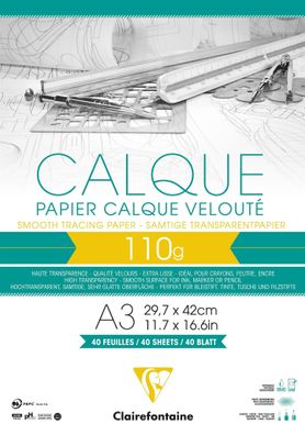 Clairefontaine Transparentp blk A3 gel 40 Bl 110g