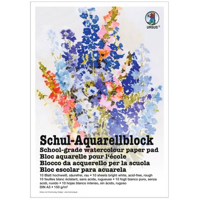 Ursus Aquarellblock 150G. DIN A3,10BL. Hochweiss