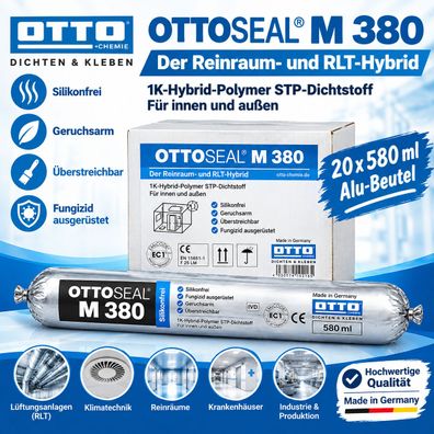 20x Ottoseal M380 580 ml Reinraum Dichtmasse Klima Lüftung überstreichbar