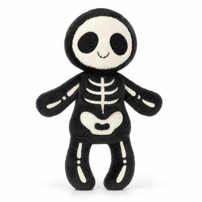 Jellycat Skeleton Bob schwarzes Plüsch-Skelett mit weichen Knochen