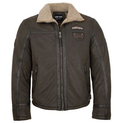 Camp David - Herren Echtleder Lederjacke Velourleder Lammleder braun