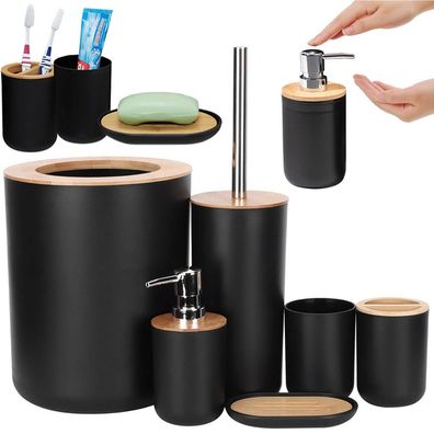Badezimmer-Set, WC, schwarz, 6-in-1-Set