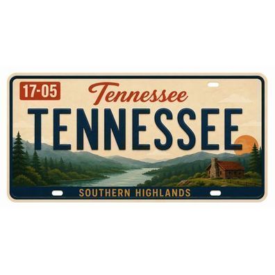 Blechschild 15x30cm - Tennessee The Volunteer State Retro USA Nummernschild