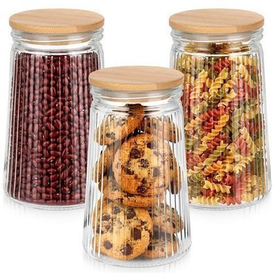 Glasbehälter für lose Produkte mit Deckel und Verschluss 1 l 3 Stück