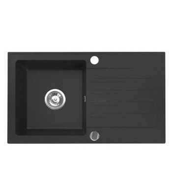 Manestein Granitspüle Belinda rechteckig 76 x 44 cm mit Abtropffläche Schwarz