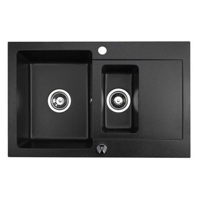 Manestein Granitspüle Cordeo 79 rechteckig 79 x 50 cm mit Abtropffläche Graphit