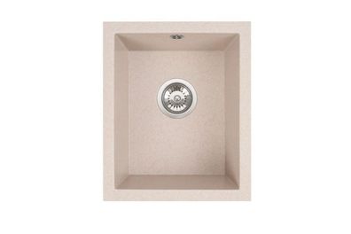 Manestein Granitspüle Junit 38 rechteckig 45,5 x 37,5 cm mit Siphon Beige gesprenkelt