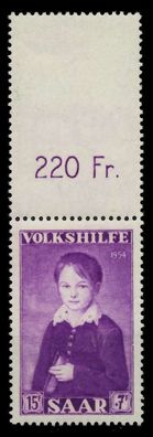Saarland 1954 Nr 356L postfrisch ORA X79DF42