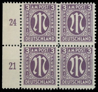 BIZONE AM-POST Nr 17aCz postfrisch Viererblock SRA X81E70E