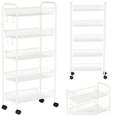 Mobiler Friseur-Kosmetikwagen ST017W, Weiß, 105x49x26cm