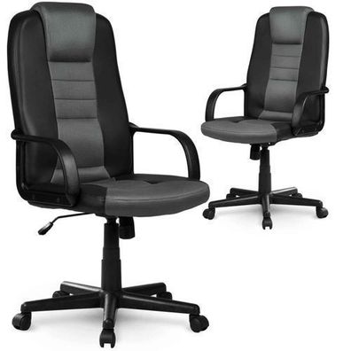 Bürostuhl 518B aus Mikro-Mesh-Leder, schwarz und grau