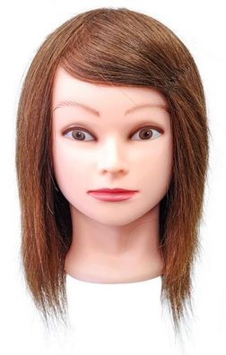 Übungskopf Jessica 40 cm braun, Echthaar + Halterung