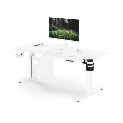 Ergonomischer, höhenverstellbarer Schreibtisch, weiß: 140 x 70 cm: ARIA