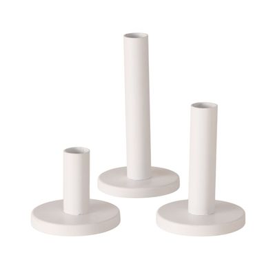 Kerzenleuchter Kerzenständer Malko Metall H 16cm 3-teilig weiß