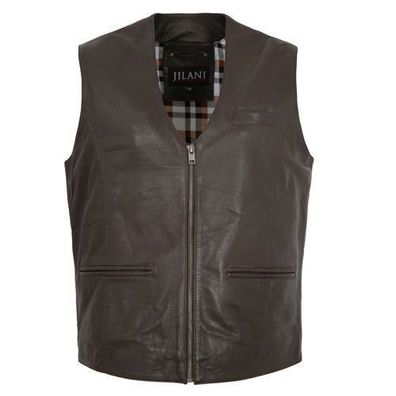 Jilani Collection - Herren Lederweste Lammnappa dunkelbraun